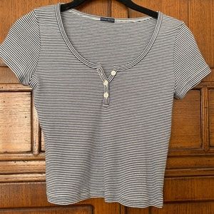 John Galt Striped Zelly Henley Top